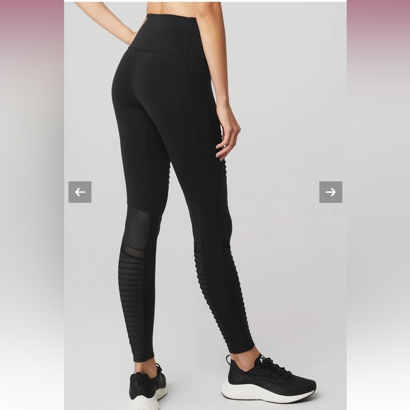Alo yoga high waist 7/8 moto leggings in black/black glossy - S - Picture 5 of 5